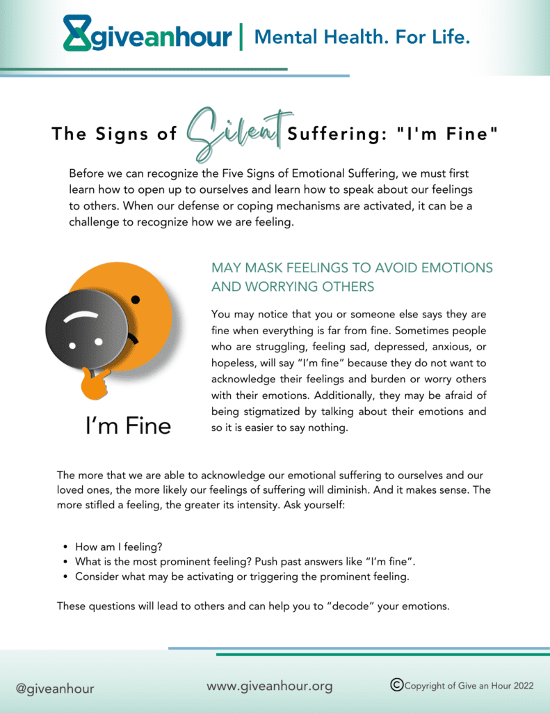 I'm Fine: A Sign of Silent Suffering