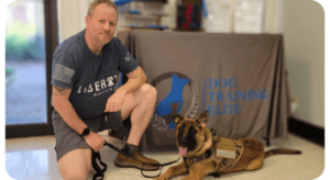 Bob Stead and Rocky, his GSD/Belgian Malinois, who is a service dog in training