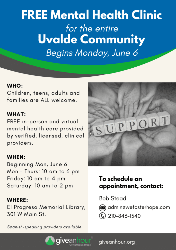 FREE Uvalde Mental Health Clinic Flyer